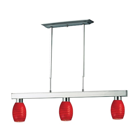 Z-Lite Players 3 Light Billiard Light, Brushed Nickel & Red 152BN-131RED